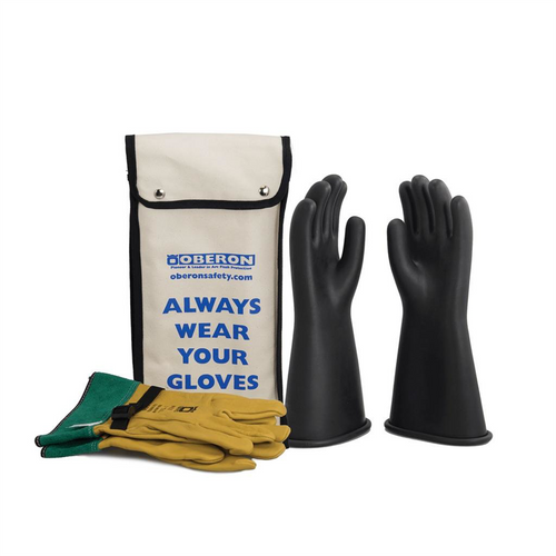 Oberon Glove Kit - Rubber Electrical - Class 1 - Length: 14" -  Rolled Cuff - Size: Regular - 8