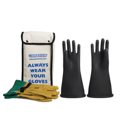 Oberon Glove Kit - Rubber Electrical - Class 2 - Length: 14" -  Rolled Cuff - Size: Regular - 8