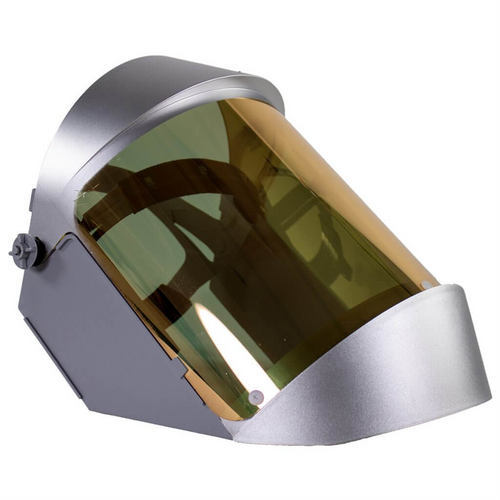 Oberon Face Shield with Ratcheting Headgear - Heat Reflective - Window: Clear Gold Anti-Fog - With Lower Crown
