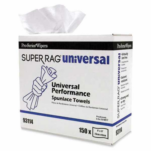 MDI Pro-Series Super Rag 93114 High Performance Supreme Towel, 150, 17 in L x 9 in W, Spunlace, White