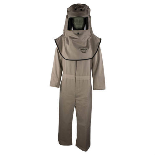 Oberon Suit Kit - Arc Flash - 40 Cal CAT&trade;  - Comes with Hood and Coveralls - Color: Khaki - Size: Small