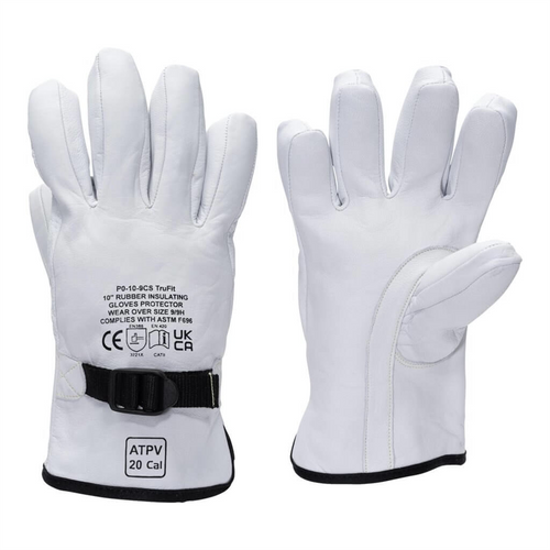 Oberon Gloves - Rubber Electrical Glove Leather Protectors - Class 00 & Class 0 - Size: Regular - 12