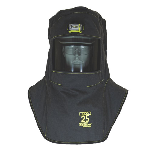 Oberon Hood with Hard Cap - Arc Flash - 25 Cal TCG&trade; - Color: Black - Window: True Color Grey (TCG&trade;)