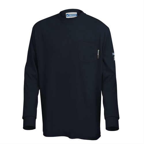 OBERON T-Shirt - 100% FR/Arc-Rated 7 oz Cotton Interlock - Long Sleeves - Navy - Size: 2XL