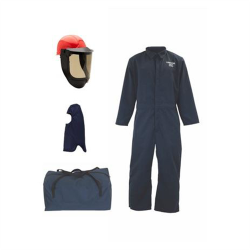 Oberon Bag Kit - Arc Flash - 12 Cal TCG2P&trade; - EZ Lift PPE - Comes With Coveralls, Hard Cap, Face Shield, Balaclava & Storage Bucket - Color: Navy Blue - Size: Small