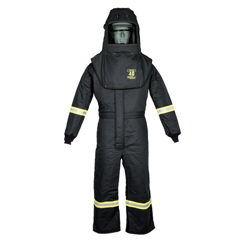 Oberon Suit Kit - Arc Flash - 40 Cal TCG&trade; - Comes with Hood, Coveralls and  Fresh Air Arc Flash Hood Ventilation System - Color: Black - Size: XL