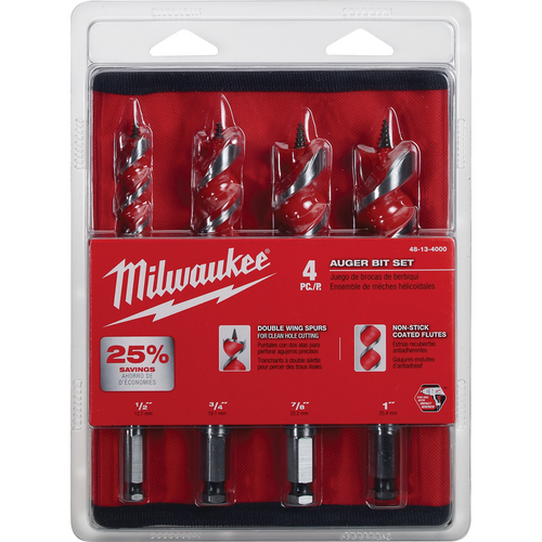 Milwaukee Tool Spur Auger Bit 6-1/2" Set - 4PC