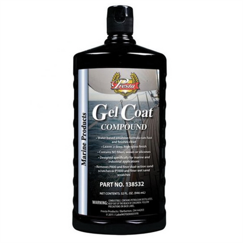 Presta 138532 Gel Coat Compound, 32 oz Bottle, White Presta 138532 Gel Coat Compound, 32 oz Bottle, White