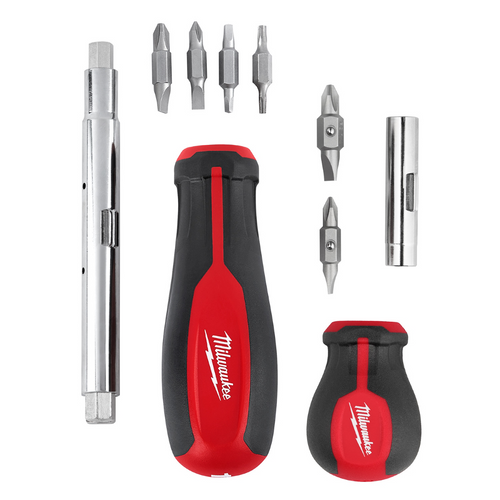 Milwaukee Tool 2pc 11-in-1 Multi-Bit Screwdriver and 6-IN-1 Stubby Multi-Bit Screwdriver Set