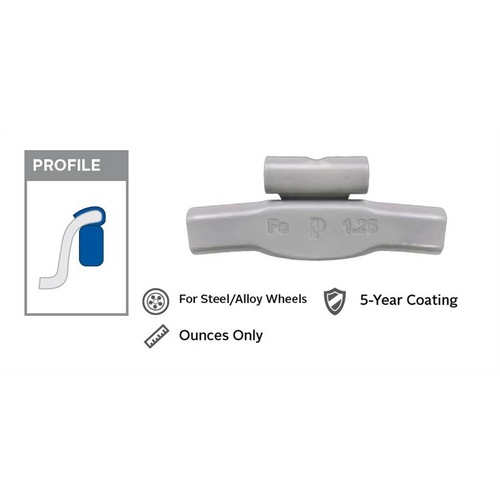 Wegmann Automotive 0.75 oz Steel Coated Clip-on TFE Gray Series Wheel Weight (Box of 25)