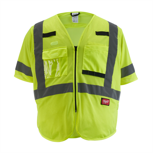 Milwaukee Tool Class 3 High Visibility Yellow Mesh Safety Vest - 2XL/3XL
