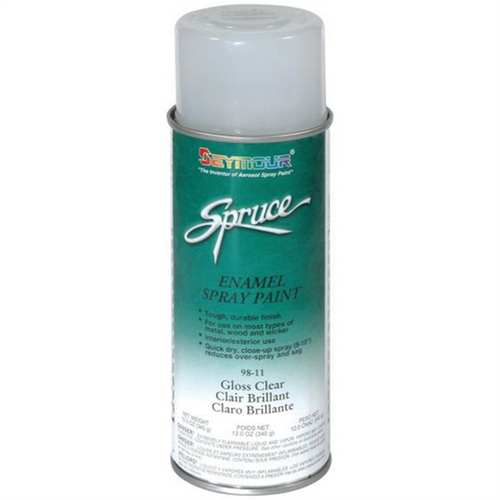Seymour Spruce 98-11 Enamel Spray Paint, 16 fl-oz Aerosol Can, Clear, 15 sq-ft Coverage