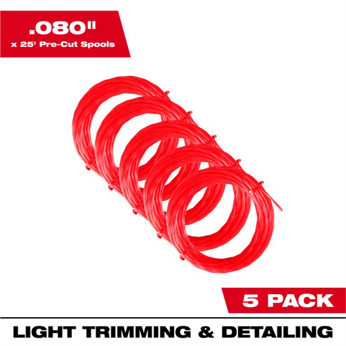 Milwaukee Tool 5Pk Of 25' Pre-Cut 080 Trimmer Line Milwaukee Tool 5Pk Of 25' Pre-Cut 080 Trimmer Line