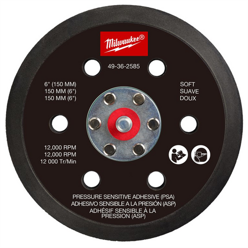 Milwaukee Tool 6 Inch Pressure Sensitive Adhesive Sander Backing Pad - Soft Milwaukee Tool 6 Inch Pressure Sensitive Adhesive Sander Backing Pad - Soft