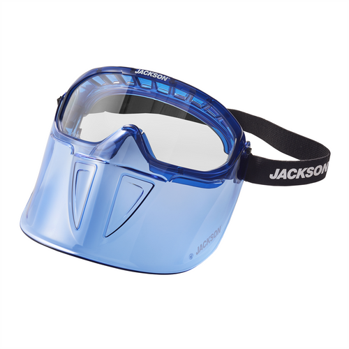 Jackson Safety Jackson Safety - Safety Goggle - GPL500 Premium Series - Clear Lens - Anti-Fog - with Flip-Up Detachable Face Shield - Blue Body