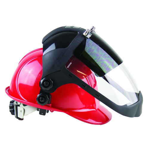 Sellstrom Sellstrom - Face Shield - DP4 Series - 9" x 12.125" x 0.060" Window - Clear AF with Shade 6 IR Cobalt Flip Visor - Universal Hard Hat Slot Adaptor Headgear
