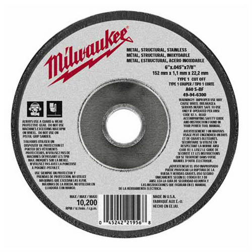 Milwaukee Tool 25-PK OF 6"X.045"X7/8" TYPE 1 CUT-OFF WHEEL (A60T)