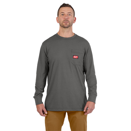 Milwaukee Tool GRIDIRONPocket T-Shirt - Long Sleeve Gray 2X Milwaukee Tool GRIDIRONPocket T-Shirt - Long Sleeve Gray 2X