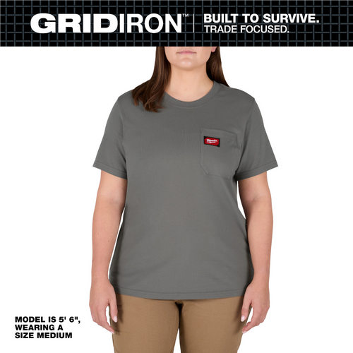 Milwaukee Tool Women's GRIDIRON Pocket T-Shirt - Short Sleeve -  Gray -  M