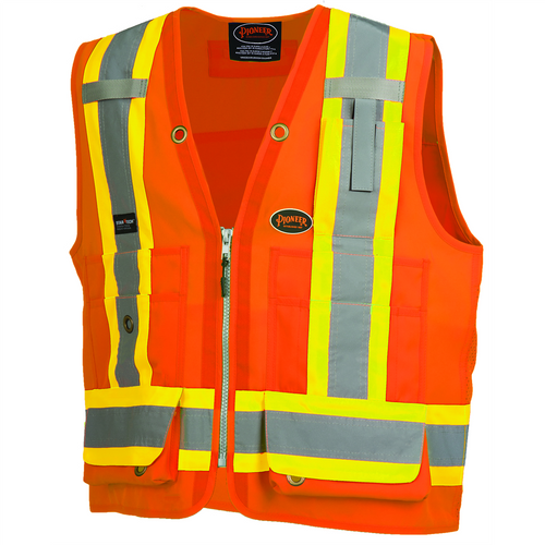 Pioneer Pioneer - Woven 150D Multi-Pocket Surveyor Vest - Hi-Vis Orange - Size XL Pioneer Pioneer - Woven 150D Multi-Pocket Surveyor Vest - Hi-Vis Orange - Size XL