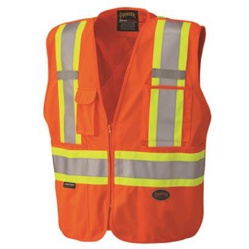 Pioneer Pioneer - Zip-Up Snap Break Away Safety Vest - Hi-Vis Orange - Size 4XL