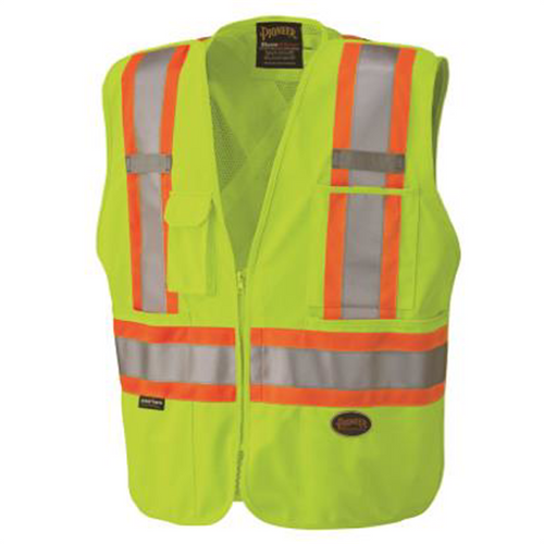 Pioneer Pioneer - Zip-Up Snap Break Away Safety Vest - Hi-Vis Yellow/Green - Size 4XL