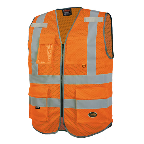 Pioneer Pioneer - Mesh 9-Pocket Safety Vest - Hi-Vis Orange - Size XS