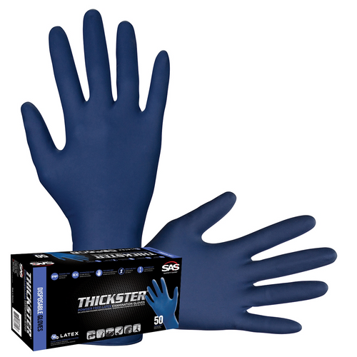 SAS Safety Box of 50 Thickster PF Latex Disp. Gloves, XL SAS Safety Box of 50 Thickster PF Latex Disp. Gloves, XL
