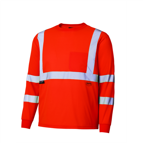 Pioneer Pioneer - Birdseye Long-Sleeved Safety Shirt - Hi-Viz Orange - Size Large