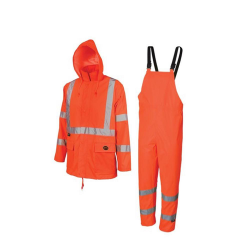 Pioneer Pioneer - 150D Oxford Poly/PVC Waterproof Rainsuit - Hi-Vis Orange - Size Medium Pioneer Pioneer - 150D Oxford Poly/PVC Waterproof Rainsuit - Hi-Vis Orange - Size Medium
