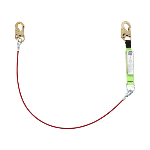 PeakWorks PeakWorks - Shock Absorbing Lanyards - Tear Pack 1/4" PVC Coated Cable -  Single Leg - Weight Capacity 130 to 310 Lbs - 6'