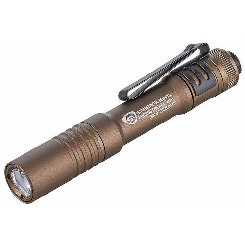Streamlight 250 Lumen MicroStream USB Penlight - Includes Micro-USB cord and lanyard - Clam - Coyote