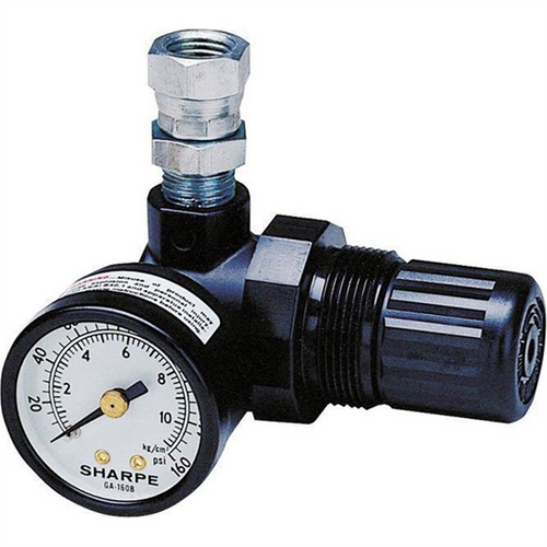 Sharpe Mfg. Co. 1410 16C-MR Series Mini Air Regulator, 1/4 in FNPSM Inlet x 1/4 in FNPSM Outlet, 22 cfm, 0 to 160 psi