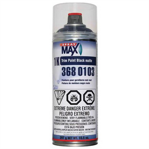 SprayMax 3680103 1K Trim Paint, 10.5 oz Aerosol Can, Matt Black, Liquid, 5.4 sq-ft Coverage