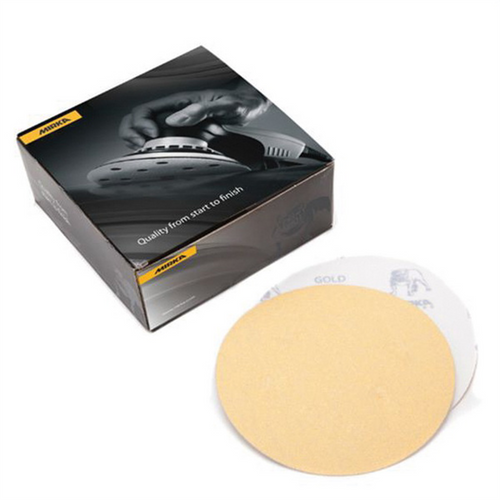 Mirka Abrasives Bulldog Gold 23622080 23 Series Semi-Open Coated Grip-On Sanding Disc, 6 in, P80 Grit, Aluminum Oxide