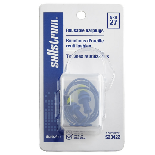 Sellstrom Sellstrom - Earplugs - Reusable - Tapered - Corded - NRR 27 - Blue/Hi-Viz Green - 1 Pair/Plastic Case Sellstrom Sellstrom - Earplugs - Reusable - Tapered - Corded - NRR 27 - Blue/Hi-Viz Green - 1 Pair/Plastic Case