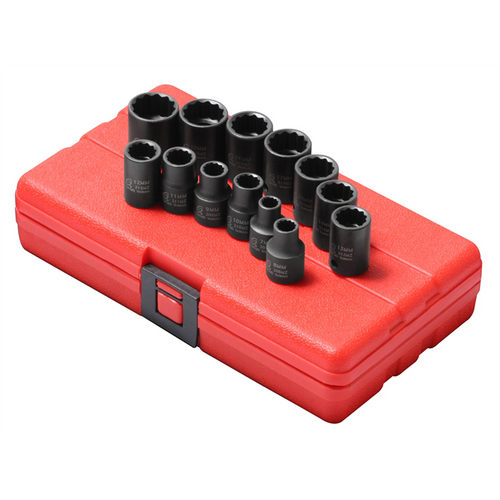 SUNEX 13PC 3/8" DRIVE METRIC 12 PNT SOCKET SET