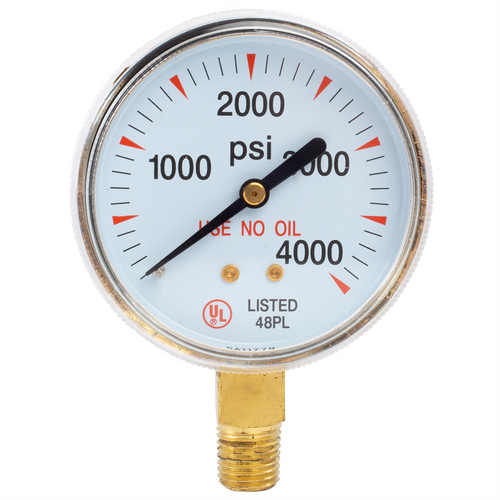 Shark Industries 2.5" All Gases-Gauge, 0.25" NPT, 0-4000 LBS