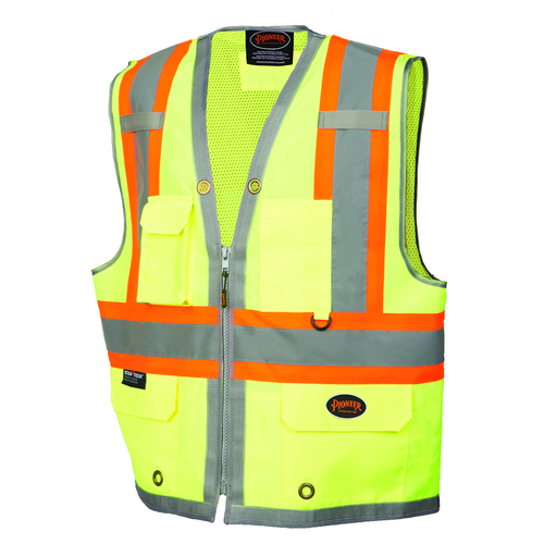 Pioneer Pioneer - 300D Oxford with Mesh Back Surveyor Vest - Hi-Vis Yellow/Green - Size Medium