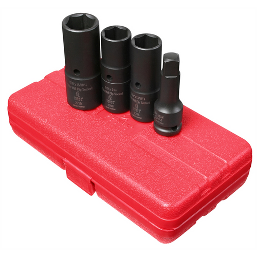 SUNEX SOCKET SET FLIP 4PC 1/2 DR. DEEP THIN WALL