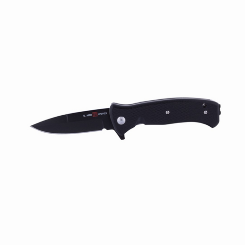 SUNEX AL Mar SERE 2020 G Assisted Open Liner Lock D2 3 Inch Matte Black Titanium Finish Plain Edge Talon Blade with G10 Handle Tactical Folding Knive - Black