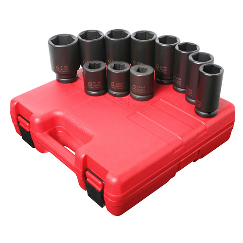 SUNEX SOCKET SET IMPACT 3/4"DR.11PC MET.DEEP SET SUNEX SOCKET SET IMPACT 3/4"DR.11PC MET.DEEP SET