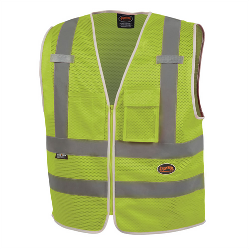 Pioneer Pioneer - Mesh 8-Pocket Safety Vest - Hi-Vis Yellow/Green - Size XL