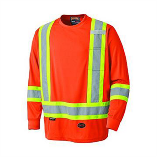 Pioneer Pioneer - Birdseye Long-Sleeved Safety Shirt - Hi-Viz Orange - Size 3XL