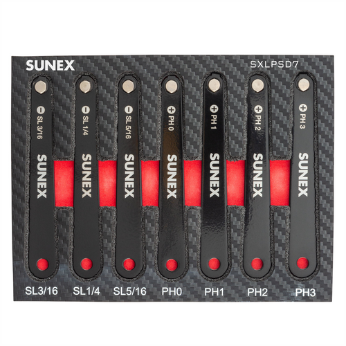 SUNEX Low Profile Diamond Coated Phillips&reg; & Slotted 7 Piece Screwdriver Set in EVA Foam