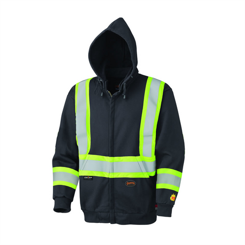 Pioneer Pioneer - Hoodie - Hi-Viz Flame Resistant Zip-Style Heavyweight Cotton - Black - Size Small