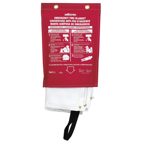 Sellstrom Sellstrom - 100% Fiberglass High Temp Emergency Fire Blanket in Red vinyl hanging pouch with carrying handles Sellstrom Sellstrom - 100% Fiberglass High Temp Emergency Fire Blanket in Red vinyl hanging pouch with carrying handles