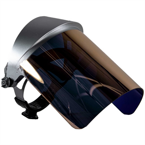 Oberon Face Shield with Ratcheting Headgear - Heat Reflective - Window: Didymium Gold - With Lower Crown