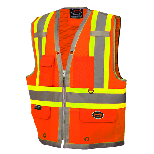Pioneer Pioneer - 300D Oxford with Mesh Back Surveyor Vest - Hi-Vis Orange - Size XL Pioneer Pioneer - 300D Oxford with Mesh Back Surveyor Vest - Hi-Vis Orange - Size XL