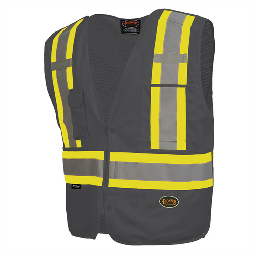 Pioneer Pioneer - Zip-Up Snap Break Away Safety Vest - Black - Size Medium